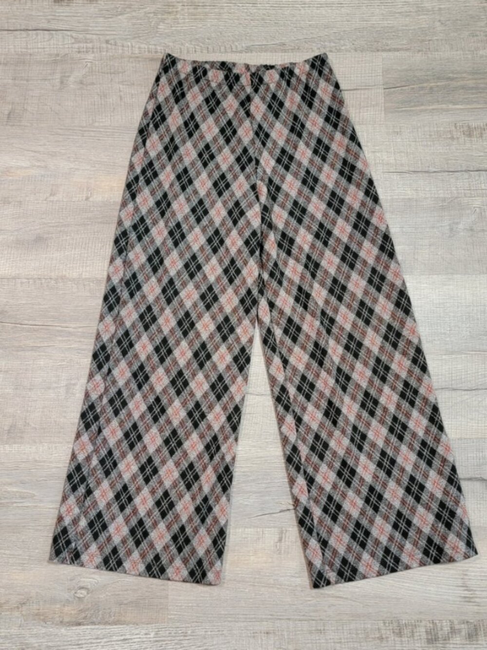 Bryn Walker Wide Leg Plaid Pull On Bamboo Viscose Pants Size Small USA Stretch